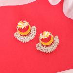 Boucles d'oreilles peinte a la main de couleur jaune