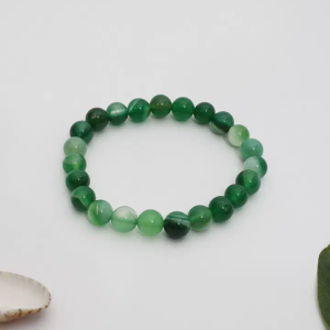 Bracelet En Cristal De Guérison En Agate À Bandes Vertes (8 Mm)