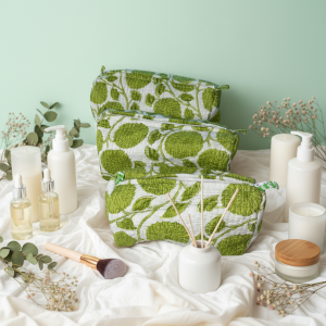 Lot de 3 trousses matelassées imprimé tropical