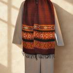 Écharpe en Laine de Yak, Motifs Ethniques et Franges Style Chaleureux et Confortable Accessoire Élégant 180x31 cm