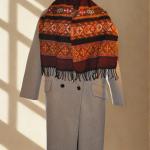 Écharpe en Laine de Yak, Motifs Ethniques et Franges Style Chaleureux et Confortable Accessoire Élégant 180x31 cm