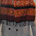 Écharpe en Laine de Yak, Motifs Ethniques et Franges Style Chaleureux et Confortable Accessoire Élégant 180x31 cm