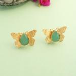 Boucles d’oreilles papillon doré & pierre authentique