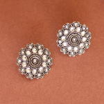 Boucles d’oreilles argent oxydé au gemmes argenté