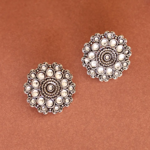 Boucles d’oreilles argent oxydé au gemmes argenté