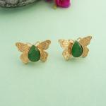 Boucles d’oreilles papillon doré & pierre authentique