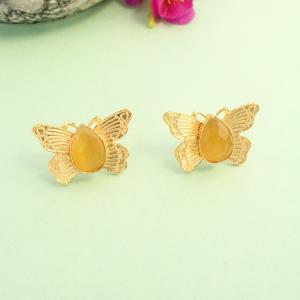 Boucles d’oreilles papillon doré & pierre authentique