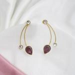 Boucles d’oreilles dorées modernes avec pierres transparentes