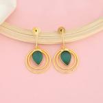 Boucles D'oreilles pendante pierre verte