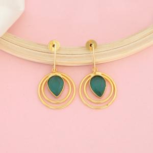 Boucles D'oreilles pendante pierre verte