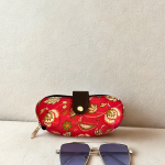 Étui souple à lunettes – Tissu imprimé floral rouge