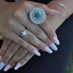 Bague Oxydée En Pierre De Couleur Verte