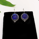 Boucles d’oreilles argenté aux pierres bleues