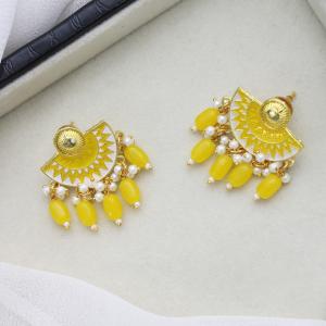 Boucles d’oreilles artisanales peintes à la main / jaune