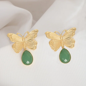 Boucles d’oreilles papillon aux pierres multicolores