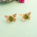 Boucles d’oreilles papillon doré & pierre authentique