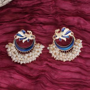 Boucles d'oreilles peinte a la main de couleur bleue marine