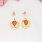 Boucles D'oreilles pendante pierre orange