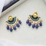 Boucles d’oreilles artisanales peintes à la main / bleu foncé