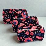 Lot de 3 trousses matelassées imprimé tropical – Neuf