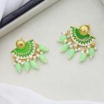 Boucles d’oreilles artisanales peintes à la main / verte