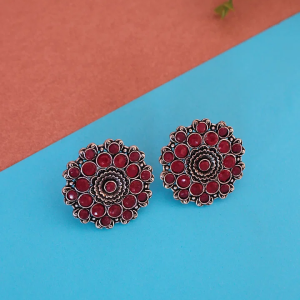 Boucles d’oreilles argent oxydé au gemmes violette