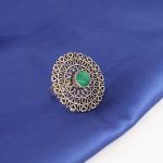 Bague Oxydée En Pierre De Couleur Verte