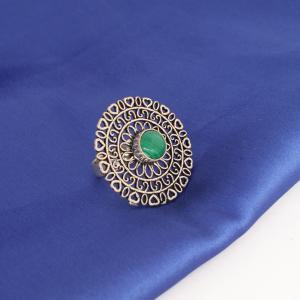 Bague Oxydée En Pierre De Couleur Verte