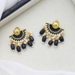Boucles d’oreilles artisanales peintes à la main / Noir
