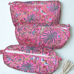 Lot de 3 trousses matelassées imprimé tropical – Neuf