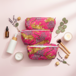 Lot de 3 trousses matelassées imprimé tropical