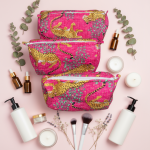 Lot de 3 trousses matelassées imprimé tropical