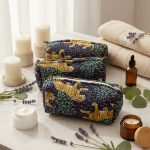 Lot de 3 trousses matelassées imprimé tropical