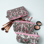 Lot de 3 trousses matelassées imprimé tropical